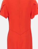 "Gathered V-Neck Midi Dress" 1125WDR005195B RED VICTORIA BECKHAM