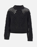 Maglia in lana con traforature MF5442MA93O 22222 LIU-JO