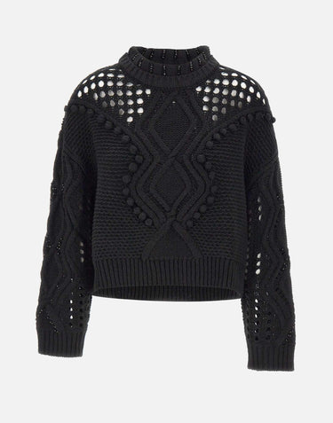 Maglia in lana con traforature MF5442MA93O 22222 LIU-JO