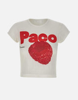 T-shirt in jersey pointelle di cotone 25PJTE003CO0557 P100 RABANNE