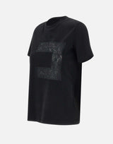 T-shirt in jersey con macro logo in voile MA03151E2 110 ELISABETTA FRANCHI