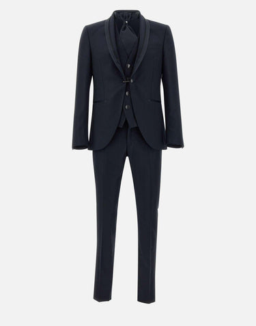 Completo  "10G132L4A1" tre pezzi più accessorio in fresco lana 10G132L4A 1031800BLU PISCONTI