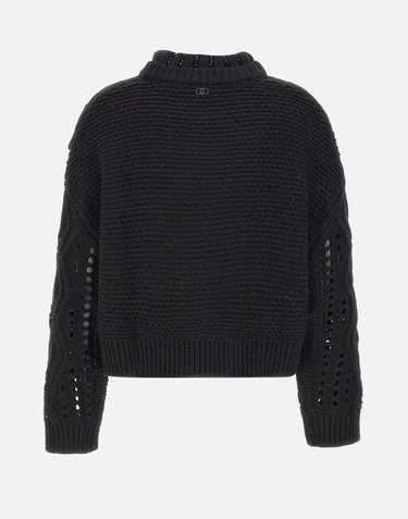 Maglia in lana con traforature MF5442MA93O 22222 LIU-JO