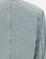 "Shearling lining denim collarless jkt" WT006 BLUE JACQUES WEI