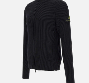 "Ribbed Zip Up Cardigan" PMG25 BLACK PREMIATA