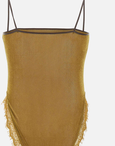 "Olive green velvet lace bodysuit" BX003 OLIVEGREEN JACQUES WEI