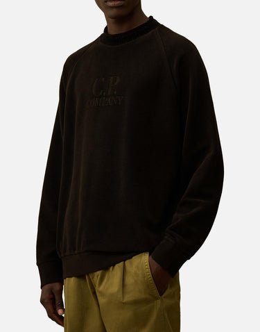 "Brushed Emerized Diagonal Fleece Mockneck Sweatshirt"<BR/> 19CMSS250A 006614G999 C.P. COMPANY