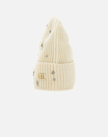 Berretto con strass e perle 2F5017M0300 10701 LIU-JO