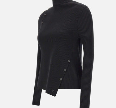 "Oblique butonned sweater" 425MPU258FI0001 BLACK COURREGES