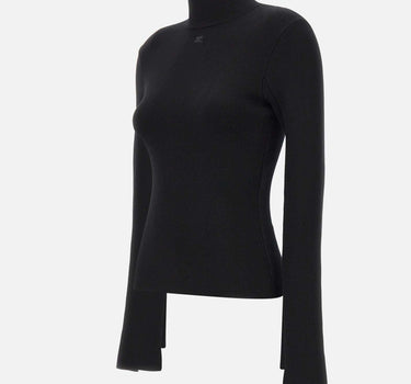 "Interlock Mockneck Sweater" 425MPU260FI0001 BLACK COURREGES