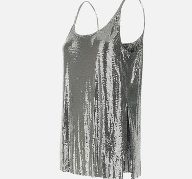 "Silver Mesh Tank Top" 25PITO054MH0004 P040 RABANNE