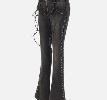 Jeans slim fit occhielli e lacci <BR/> 4J116A N0990 BLUMARINE