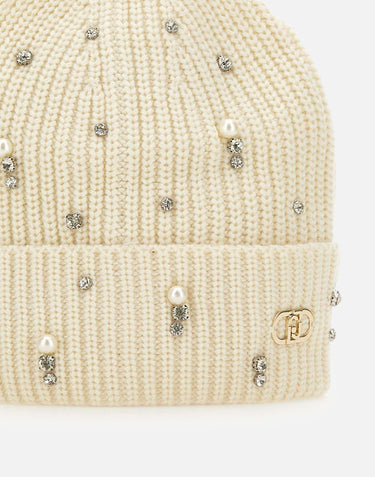 Berretto con strass e perle 2F5017M0300 10701 LIU-JO
