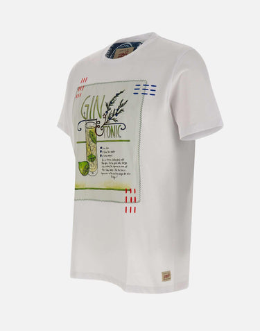 T-shirt "Cocktail" in cotone COCKTAILVR0341 BIANCO BOB