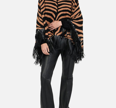 Poncho zebrato con frange 2F5053M0300 09Z83 LIU-JO