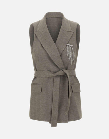 Gilet chevron con cintura CF5259T054A M9770 LIU-JO