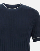 T-shirt in maglia in cotone ultrafine DK87039 BLU DIKTAT