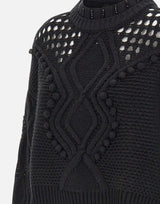 Maglia in lana con traforature MF5442MA93O 22222 LIU-JO