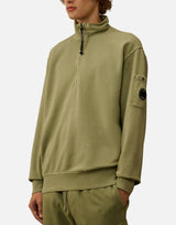 "Brushed and Emerized Diagonal Fleece Half Zip Sweatshirt" 19CMSS142A 006372R612 C.P. COMPANY