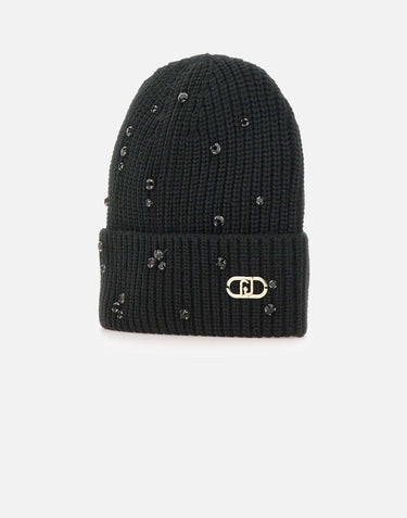 Berretto con strass e perle 2F5017M0300 22222 LIU-JO