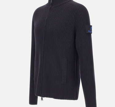 "Ribbed Zip Up Cardigan" PMG25 BLUE PREMIATA
