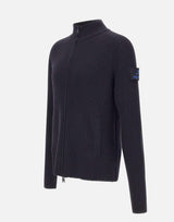 "Ribbed Zip Up Cardigan" PMG25 BLUE PREMIATA