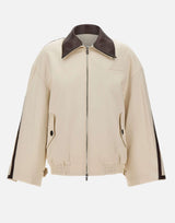 "Beige patchwork leather jkt"<BR/> JK001 BEIGE JACQUES WEI