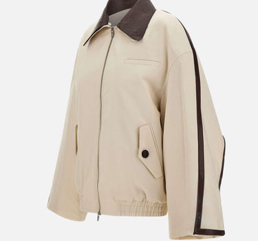 "Beige patchwork leather jkt"<BR/> JK001 BEIGE JACQUES WEI