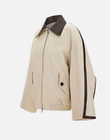 "Beige patchwork leather jkt"<BR/> JK001 BEIGE JACQUES WEI