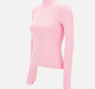 "Interlock Mockneck sweater" 425MPU260FI0001 PINK COURREGES