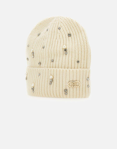 Berretto con strass e perle 2F5017M0300 10701 LIU-JO