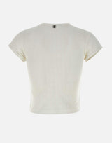 T-shirt in jersey pointelle di cotone 25PJTE003CO0557 P100 RABANNE