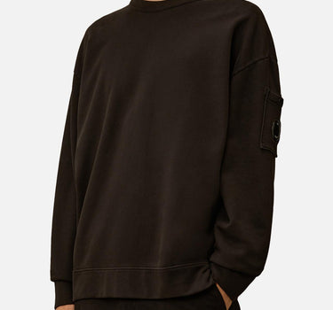 "Brushed and Emerized Diagonal Fleece Boxy Crewneck" 19CMSS058A 006372G999 C.P. COMPANY