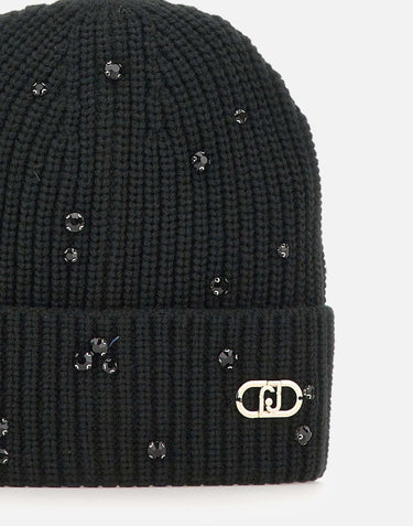 Berretto con strass e perle 2F5017M0300 22222 LIU-JO