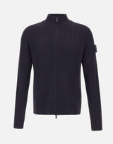 "Ribbed Zip Up Cardigan" PMG25 BLUE PREMIATA