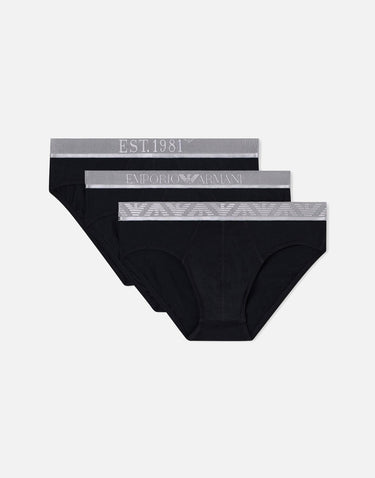 Set tre slip in cotone organico stretch EM000258 AF10780MC406 EMPORIO ARMANI