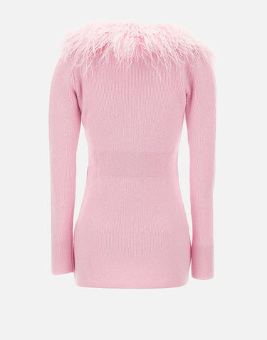 Cardigan in lana con piume 2M643A N0124 BLUMARINE