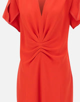 "Gathered V-Neck Midi Dress" 1125WDR005195B RED VICTORIA BECKHAM