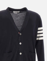 "Classic V-Neck Cardigan In Fine Merino Wool" MKC002A Y1014415 THOM BROWNE