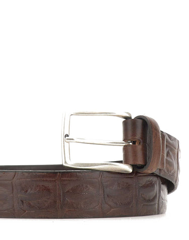 ALBERTOLUTI Cintura in pelle stampa coccodrillo BROWN Uomo 