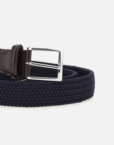 Cintura in lino con dettagli in pelle 15AP1500 NAVY ATHISON 