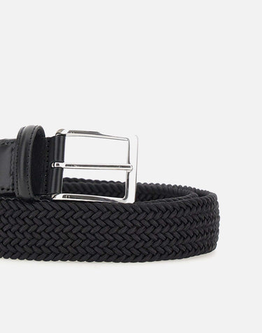 Cintura in lino con dettagli in pelle 15AP1500 BLACK ATHISON 
