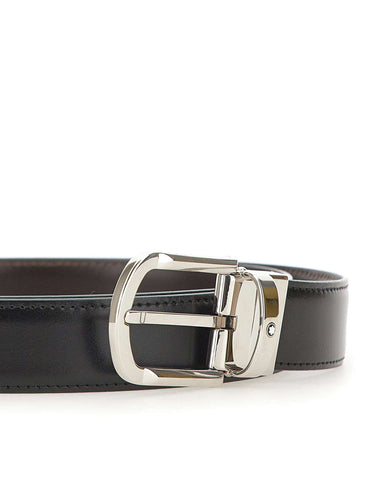 MONTBLANC Cintura reversibile "Horseshoe" BLACK Uomo 