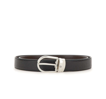 MONTBLANC Cintura reversibile "Horseshoe" in pelle granulata BLACK Uomo 