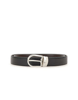 MONTBLANC Cintura reversibile "Horseshoe" in pelle granulata BLACK Uomo 