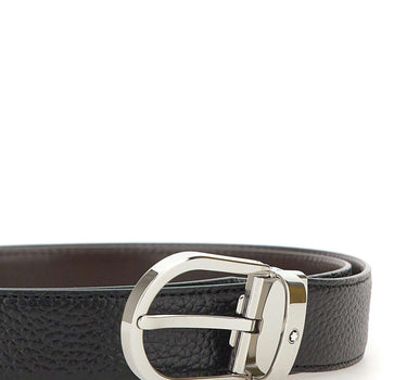 MONTBLANC Cintura reversibile "Horseshoe" in pelle granulata BLACK Uomo 