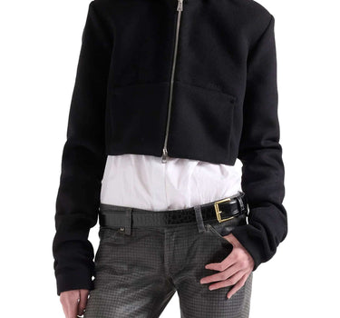 7 FOR ALL MANKIND Felpa arricciata crop BLACK Donna 