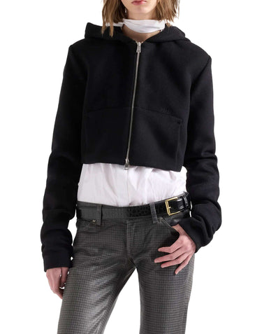7 FOR ALL MANKIND Felpa arricciata crop BLACK Donna 