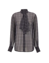 7 FOR ALL MANKIND Camicia donna con fiocco in seta GREY Donna 
