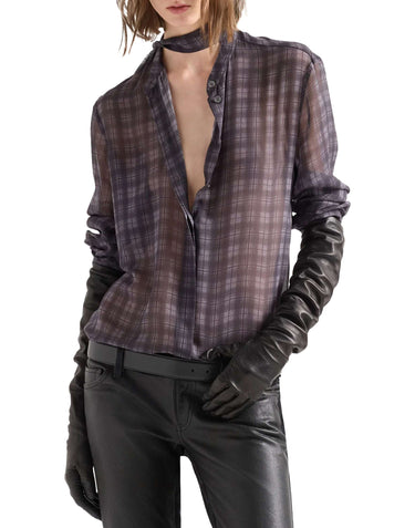 7 FOR ALL MANKIND Camicia donna con fiocco in seta GREY Donna 